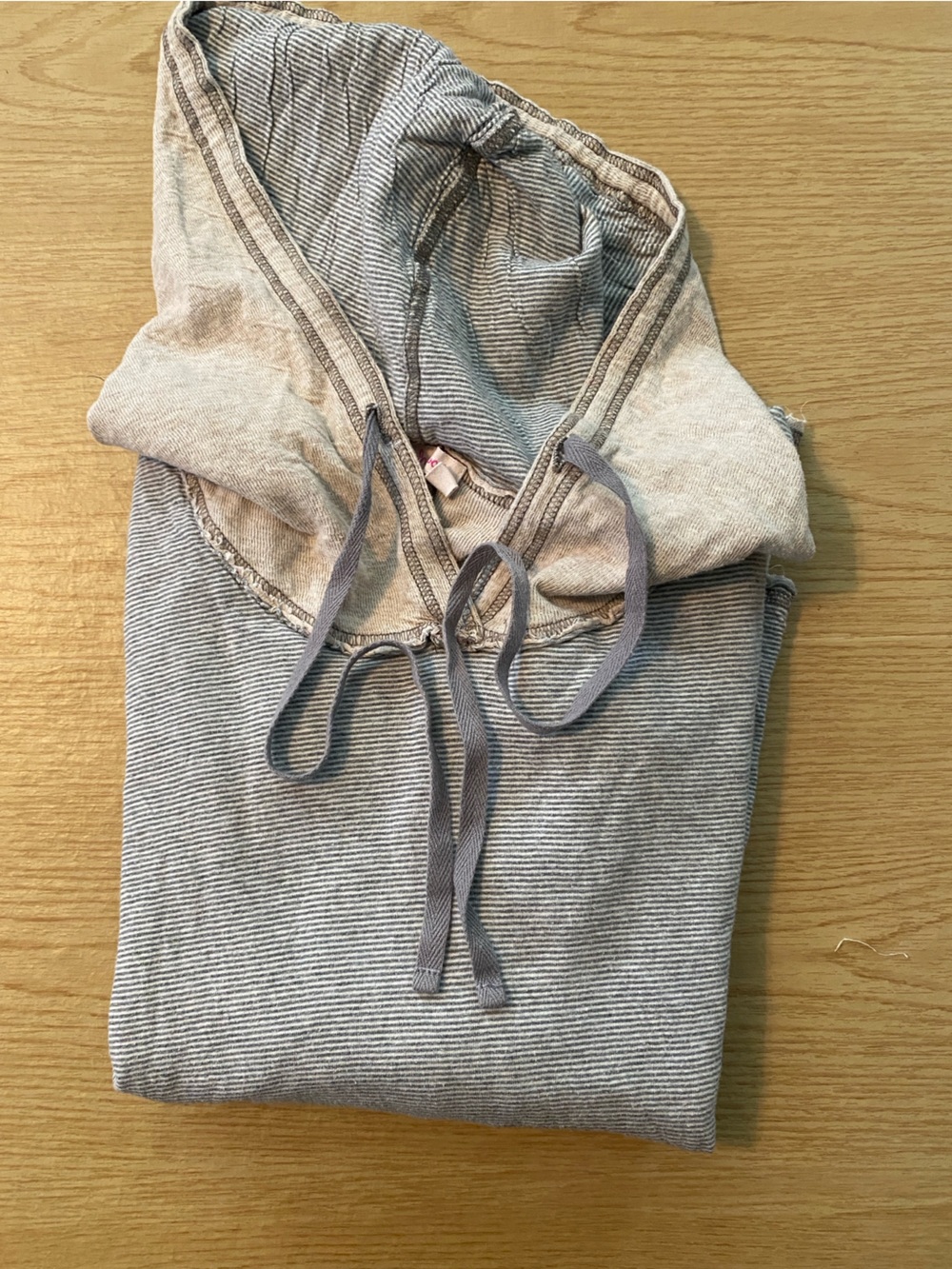 FRESH PRODUCE  Light Gray & Heathered Gray Striped Hooded Pullover